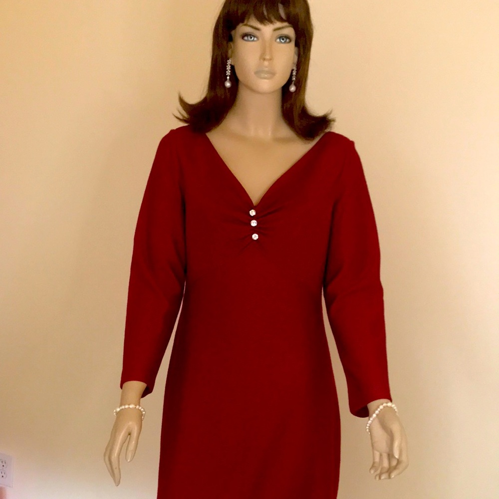 ST. JOHN Size 10 Red Knit Dress
